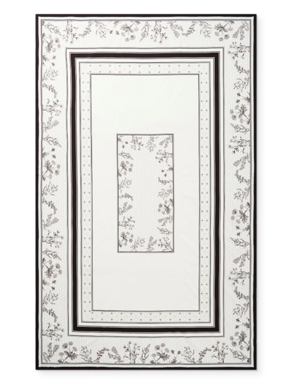 Williams Sonoma‎ Honeycomb Tablecloth 70x108 Black White Floral Cotton NWT